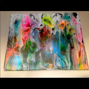 “Neon Flowers” acrylic pour painting